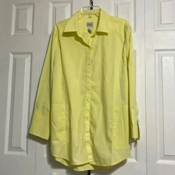 Chicos yellow button down top shirt blouse - Picture 1 of 12